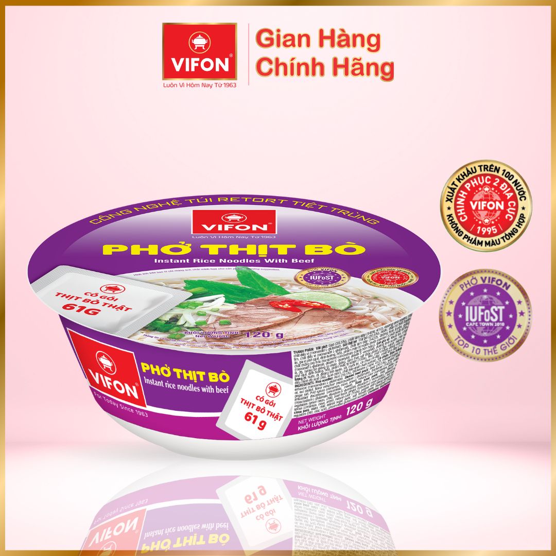 Thùng 12 Tô Phở Thịt Bò VIFON 120gr / Tô