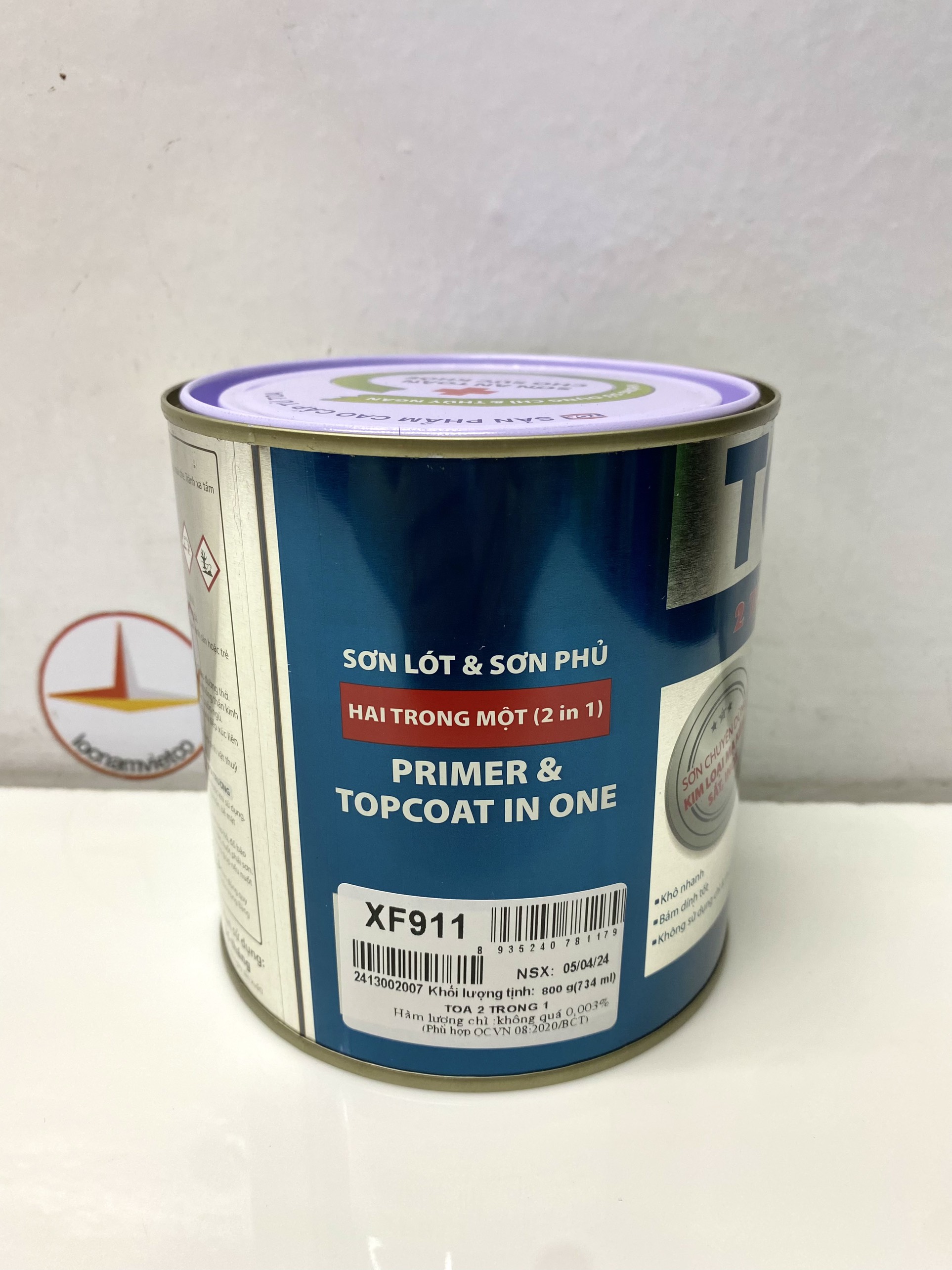 Sơn sắt mạ kẽm TOA không cần lót màu Xingfa xám 800gram - XF911