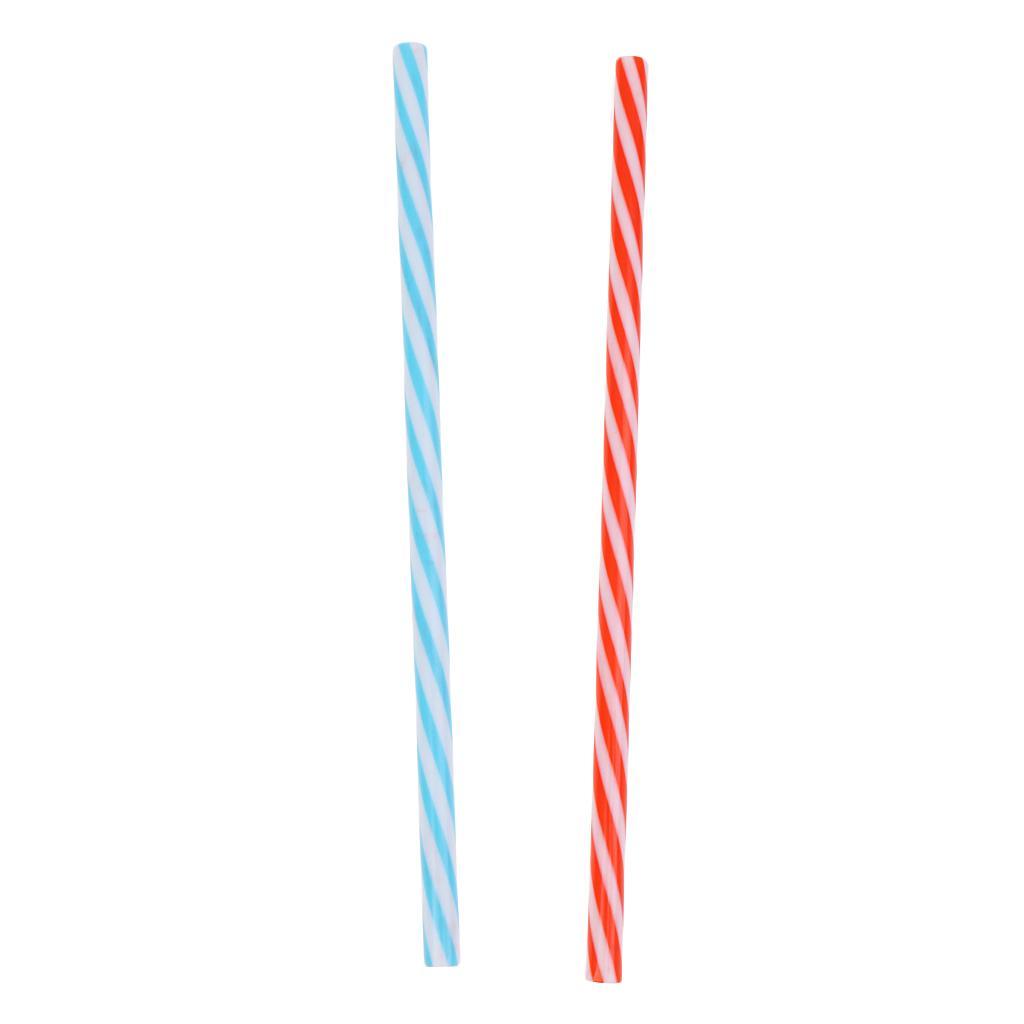 50PCS Reusable Hard Plastic Stripe Jar Straws + Brush Cocktail Drinking Bar