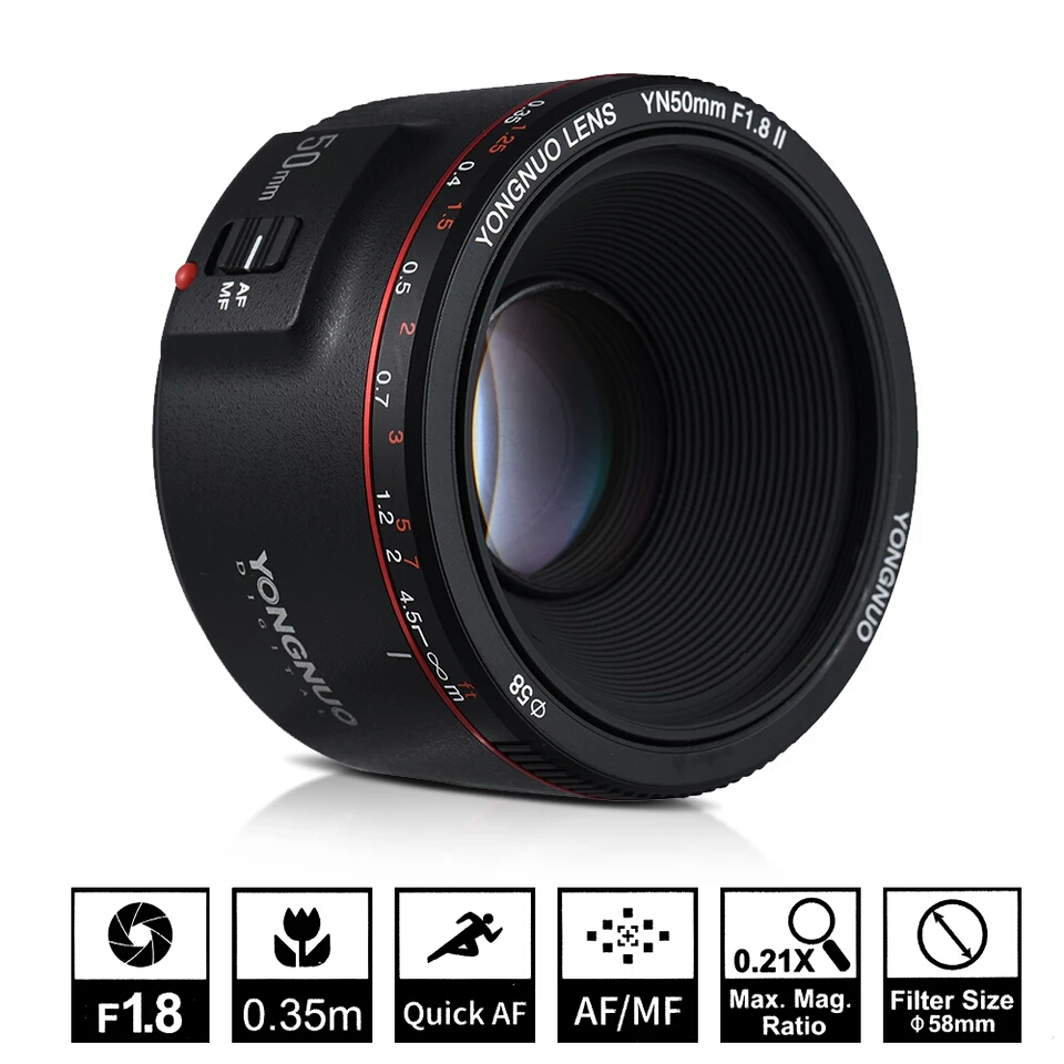 Ống kính Yongnuo 50mm F1.8 Mark II for Canon - Hàng nhập khẩu