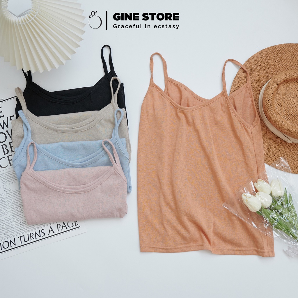 Áo hai dây nữ màu pastel GINE STORE mỏng mát, dễ thương - Áo dây Laura Cotton