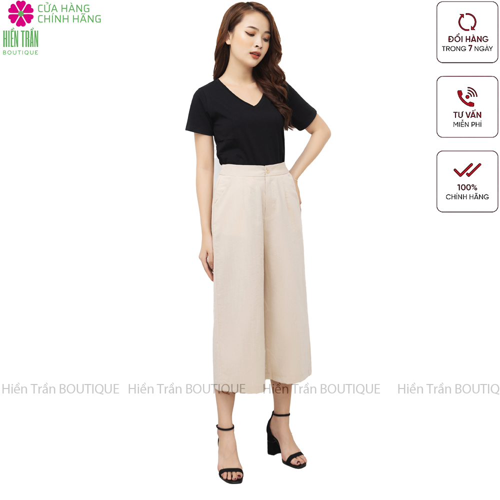 Quần đũi nữ ống rộng Hiền Trần BOUTIQUE, dáng lửng, cạp chun sau, form rộng, nhiều màu sắc