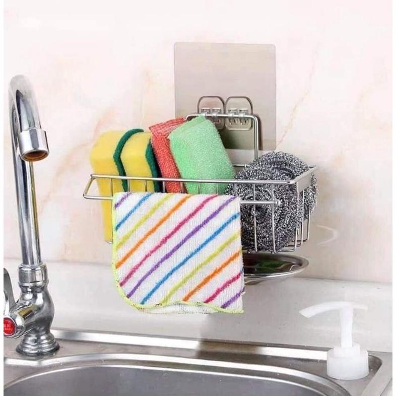 Giá để giẻ rửa bát inox 304 có khay hứng nước tiện dụng