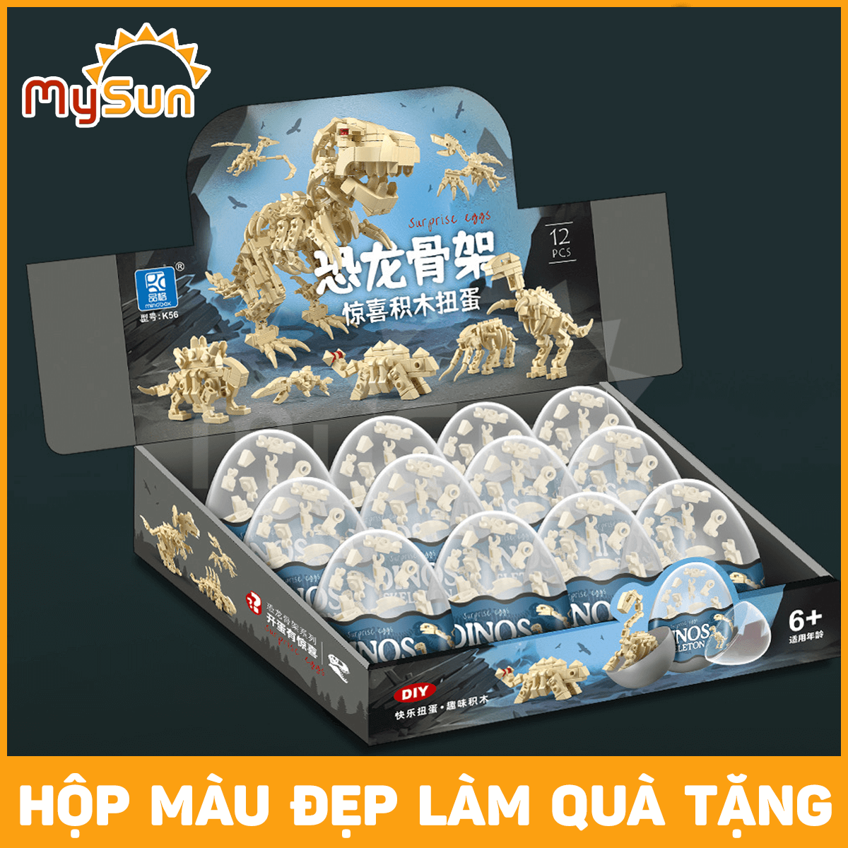 Mô hình trứng hóa thạch khủng long đồ chơi mini cho bé lắp ghép xếp MySun