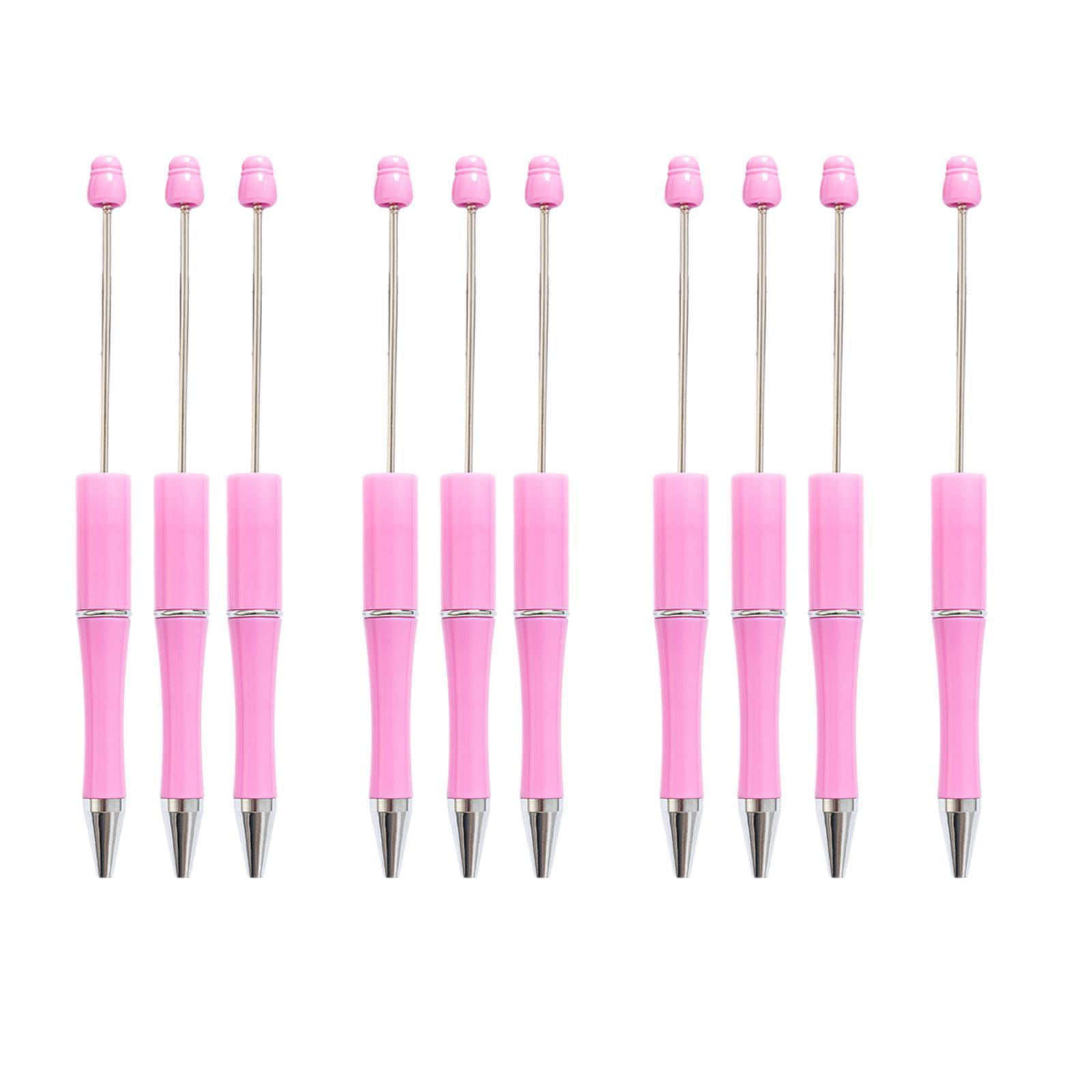 10 Pieces DIY Black Ink Pens Beaded Pens Ballpoint Pen Bead Pen for Birthday