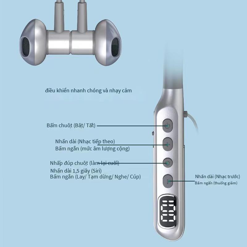 Tai nghe Bluetooth đeo cổ được ưa chuộng nhất với pin lớn và màn hình kỹ thuật số Tai nghe đeo cổ chống ồn silicon ENC lỏng thực sự mới