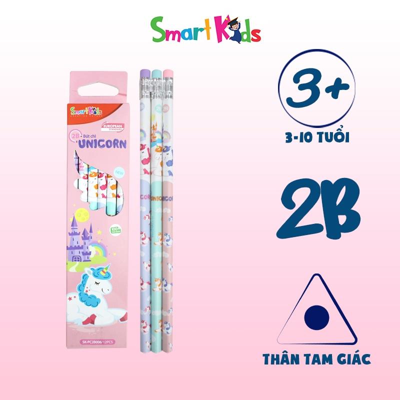 Bút chì đen Smart Kids UNICORN SK-PC2B006 2B dành cho học sinh, sinh viên, gỗ mềm dễ chuốt