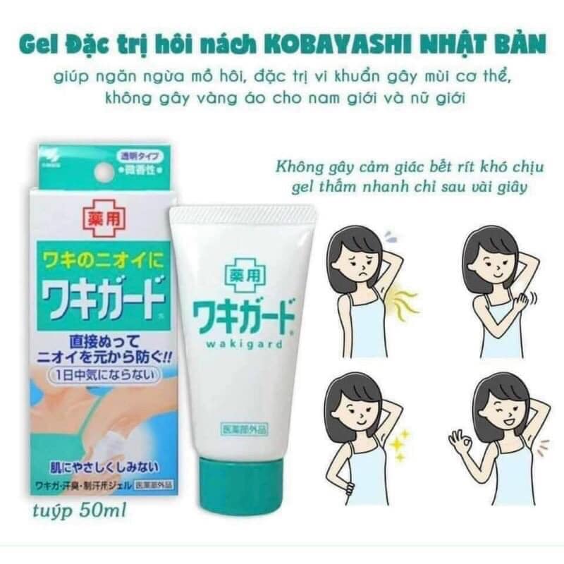 Lăn Gel Kobayashi khử mùi hôi vùng nách Waki Guard 50g Nhật bản