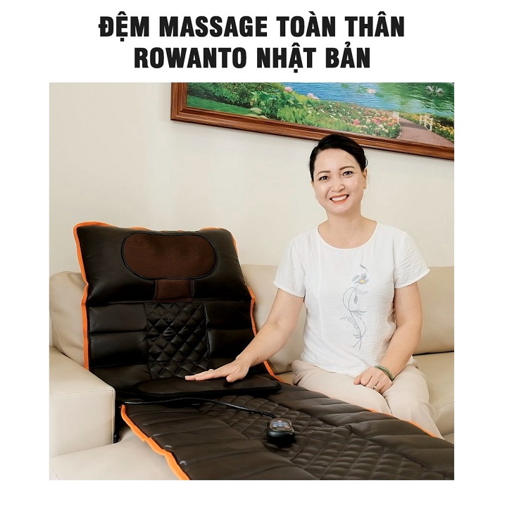 Đệm massage toàn thân Rowanto Nhật Bản kết hợp túi hơi chống nhức mỏi, hỗ trợ giảm đau cơ bắp nhanh chóng thư giãn, giảm stress, lưu thông máu