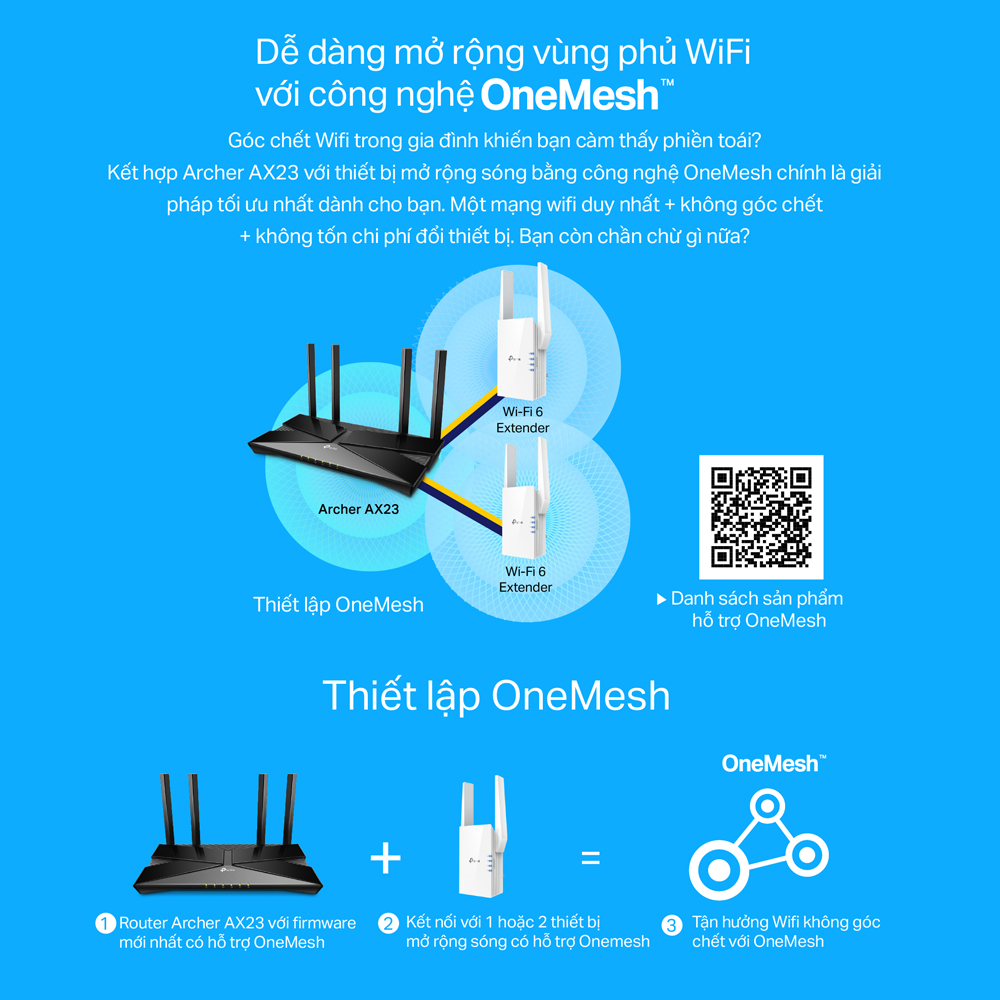 Bộ Phát Router Wifi TP-Link Archer AX23 Wifi 6 Chuẩn AX1800 - Hàng Chính Hãng