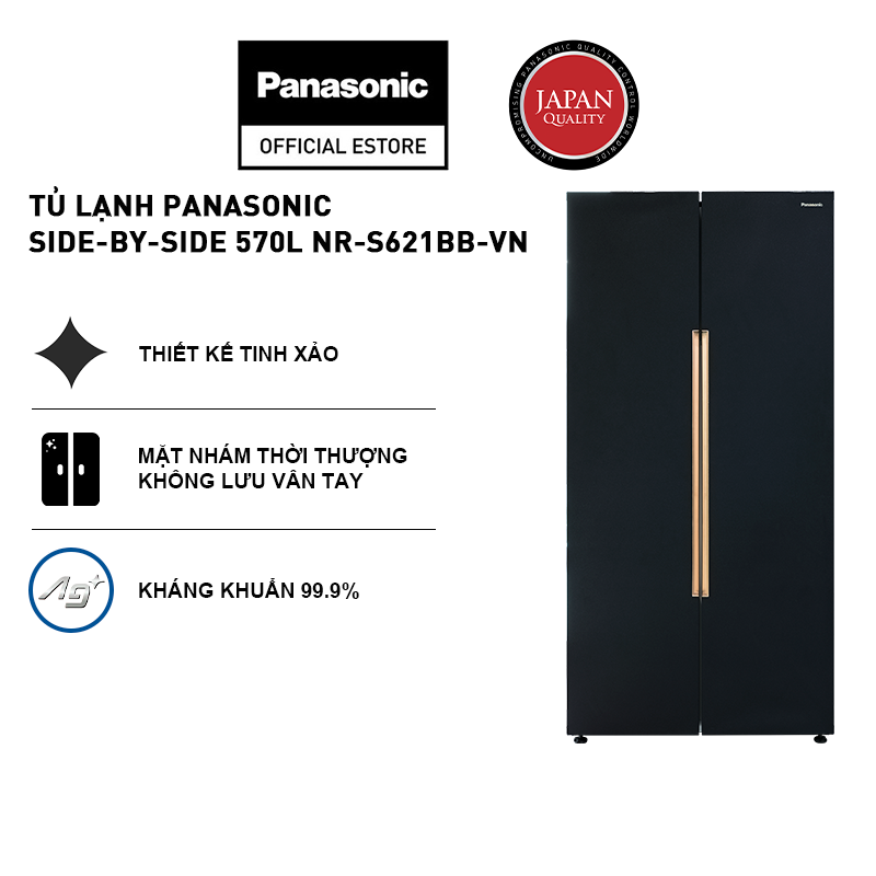 Tủ lạnh Panasonic Kháng Khuẩn Side-by-Side 570L NR-S621BB-VN - Miễn phí vận chuyển - Bảo hành 1 năm - Hàng chính hãng