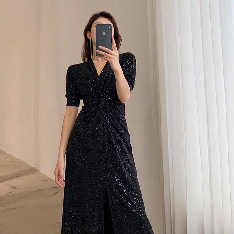ĐẦM SAQUIN XOẮN EO