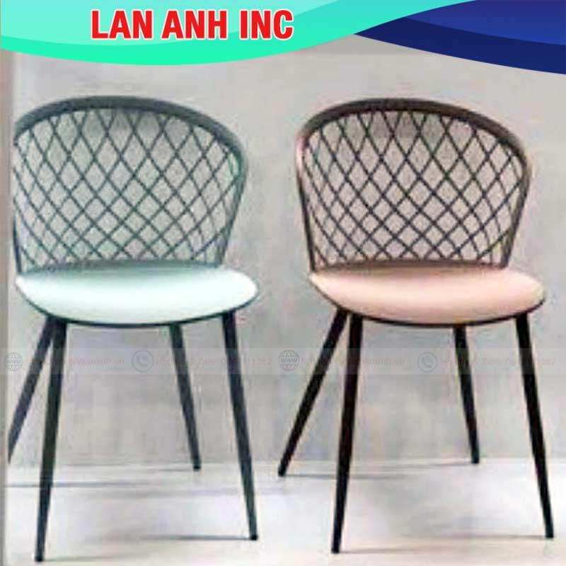 Ghế nhựa cafe văn phòng bàn ăn chân sắt tựa lưng cao đẹp hiện đại LAGE2013