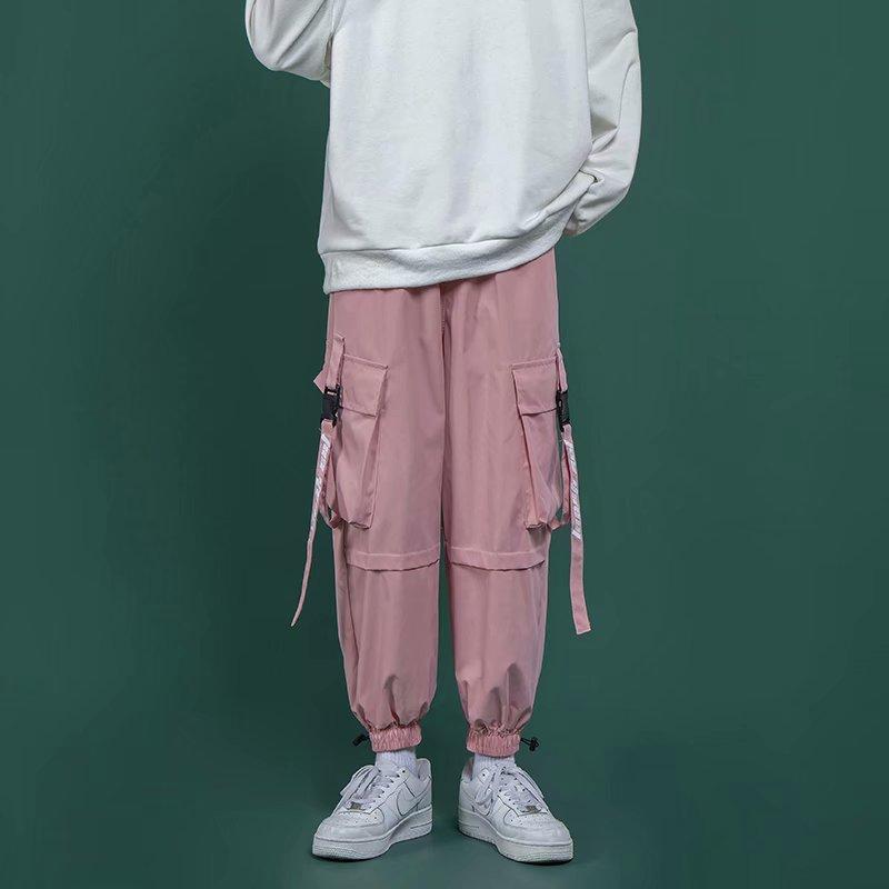 Quần thể thao ống rộng phối túi và dây ruy băng size S-3XL thời trang cá tính cho nam