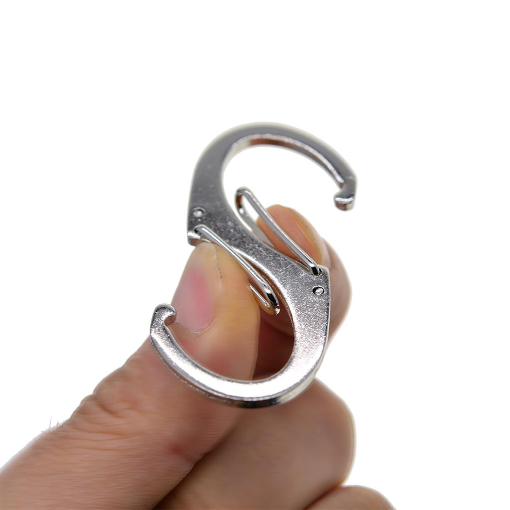 10PCS Stainless Steel S Type Climbing Hook All-in-one Mini Keychain Carabiner Outdoor Dual Buckle Key Chain 8 Shape Buckle for Camping Traveling