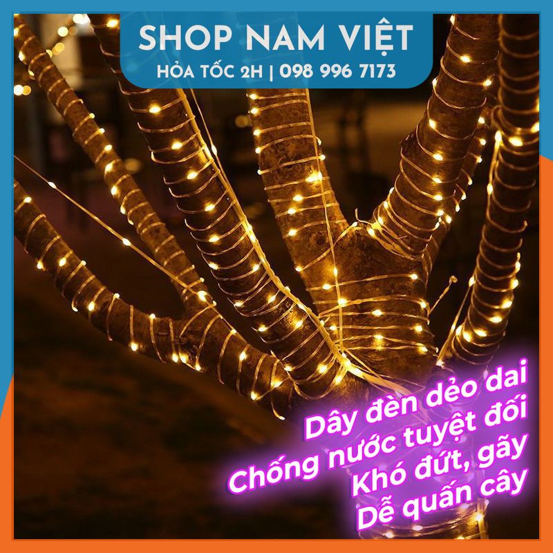 [Năng Lượng Mặt Trời] Dây Led Hạt Gạo Đời Mới Chống Nước, Quấn Cây, Chịu Mưa Nắng Kèm Remote