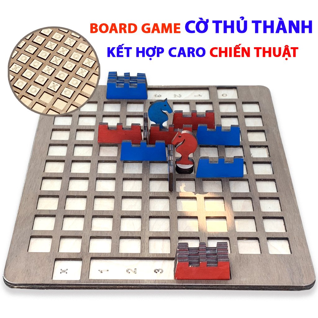 Đồ Chơi Board Game Chiến Thuật Chiến Lược Chess Thủ Thành Kết Hợp Cờ Caro Bằng Gỗ