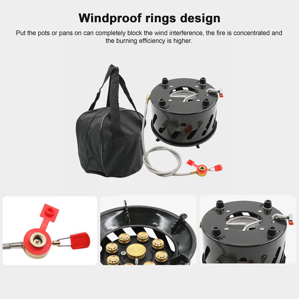 9-Core Camping Stove 19800W High-Power Gases Burner Stove Backpacking Stove Windproof with Adjustable Gases Valve for Outdoor Cooking Camping Picnic Hiking