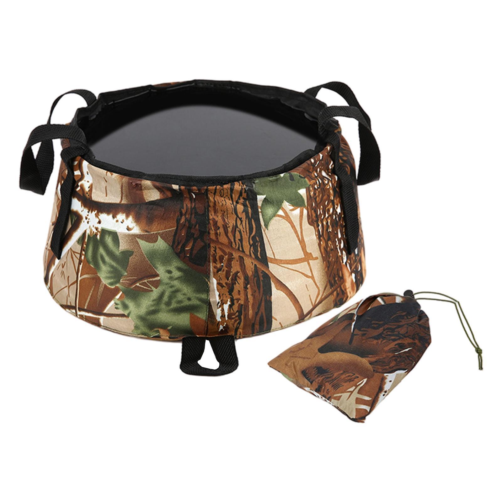Collapsible Bucket Foldable for Camping with Bag Wash Basin Camouflage