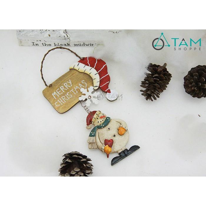 Bảng treo cửa Giáng sinh thẻ gỗ trùm nón X-BTRC-27