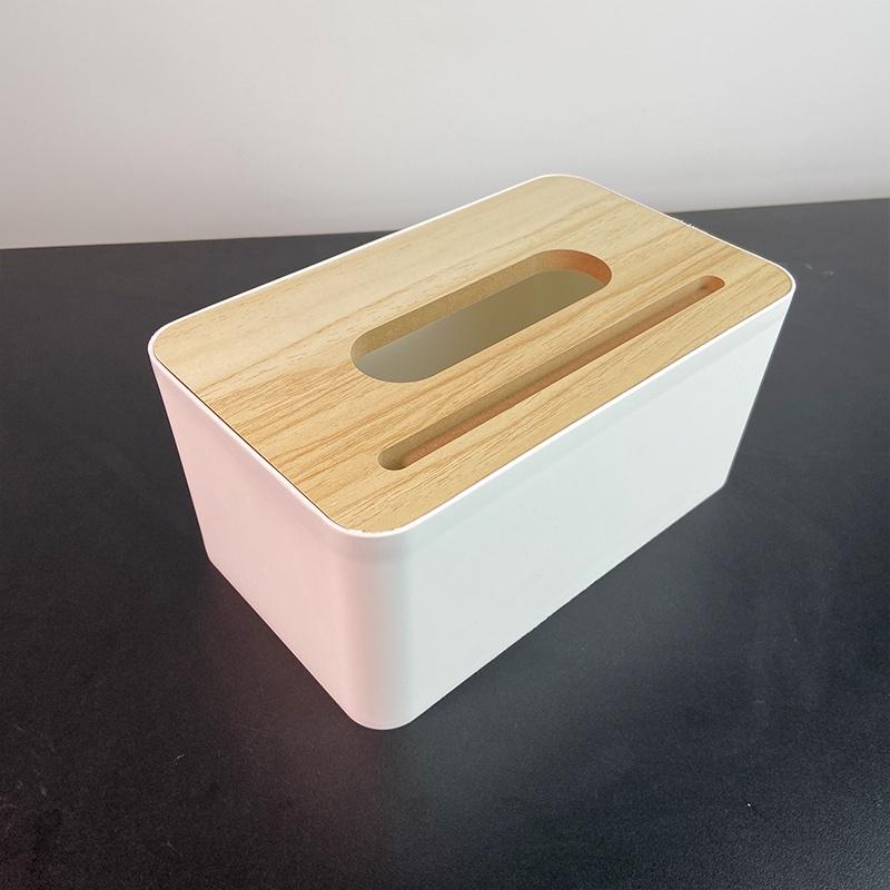 Hộp đựng khăn giấy nắp gỗ decor để bàn siêu sang trọng nhựa PP + gỗ sồi, chất lượng cao, bền và chống thấm nước.