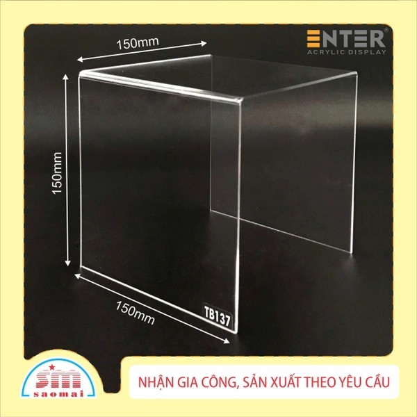 Kệ livestream, Kệ mica chữ U trong suốt để đồ đa năng, Kệ trưng bày mica 3 mặt uốn Enter TB137 150x150x150mm mica dày 3mm (20)