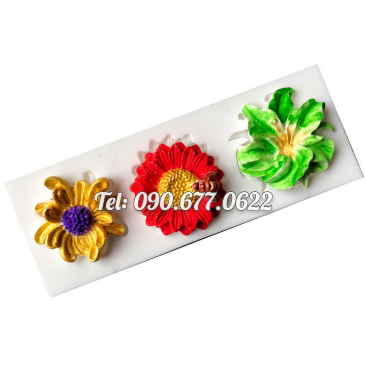 Khuôn silicone làm rau câu 3 hoa - Mã số 1415