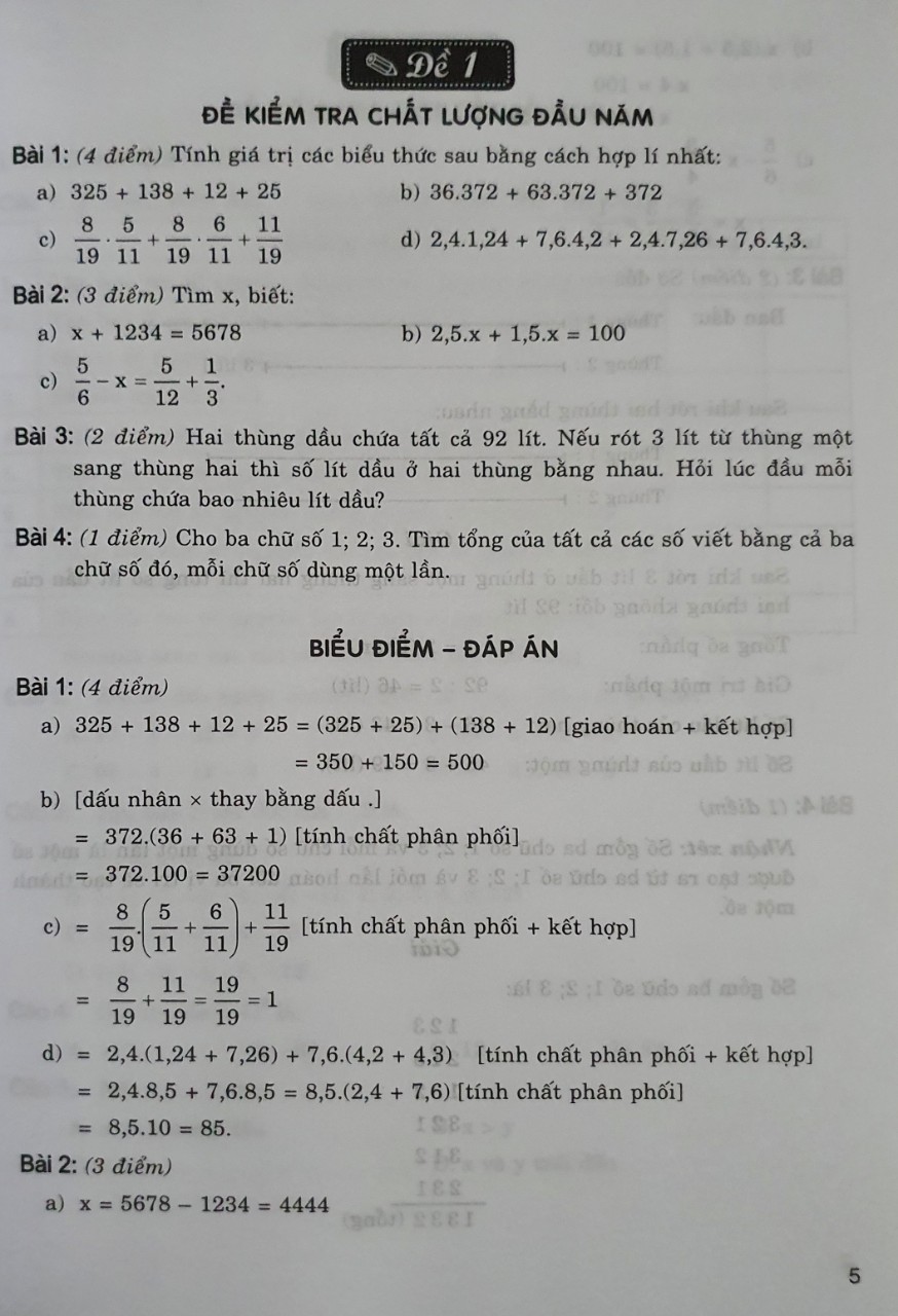 Giới Thiệu Các Dạng Đề Kiểm Tra Toán Lớp 6 (Dùng Chung cho Các bộ Sách Giáo Khoa Hiện hành)