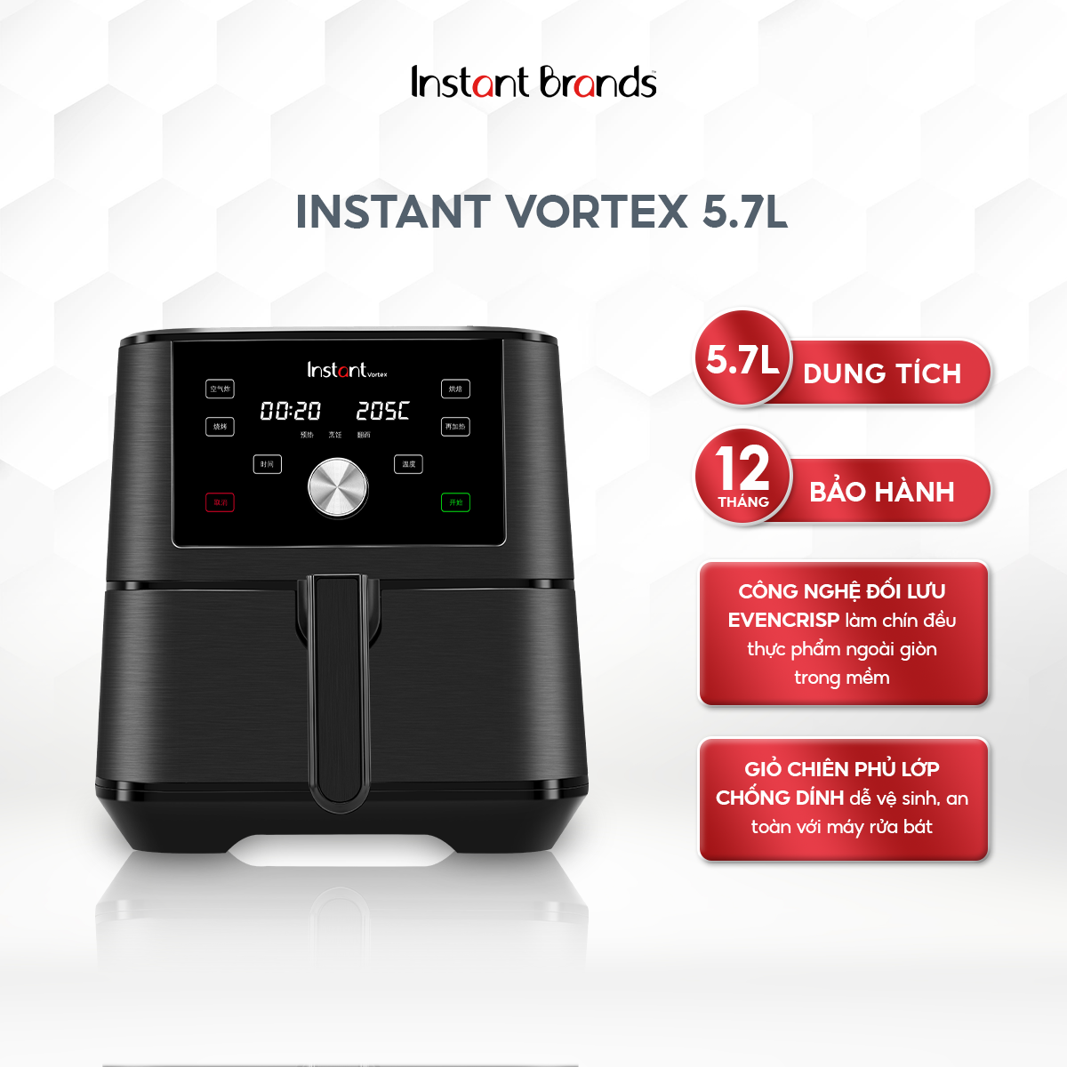 Nồi Chiên Không Dầu INSTANT VORTEX 4-IN-1 Dung Tích 5.7L - Hàng Chính Hãng