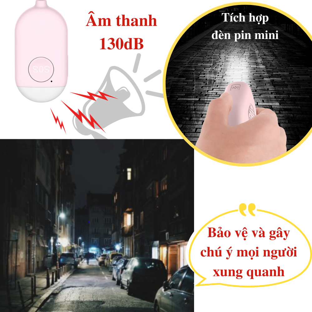 Thiết bị báo động cá nhân bằng âm thanh CTFAST B300: Chuông báo lên tới 130dB, đèn pin phát sáng, thiết kế móc khóa nhỏ gọn chống trộm đồ vật , hỗ trợ báo động dành cho người già, trẻ em và phụ nữ