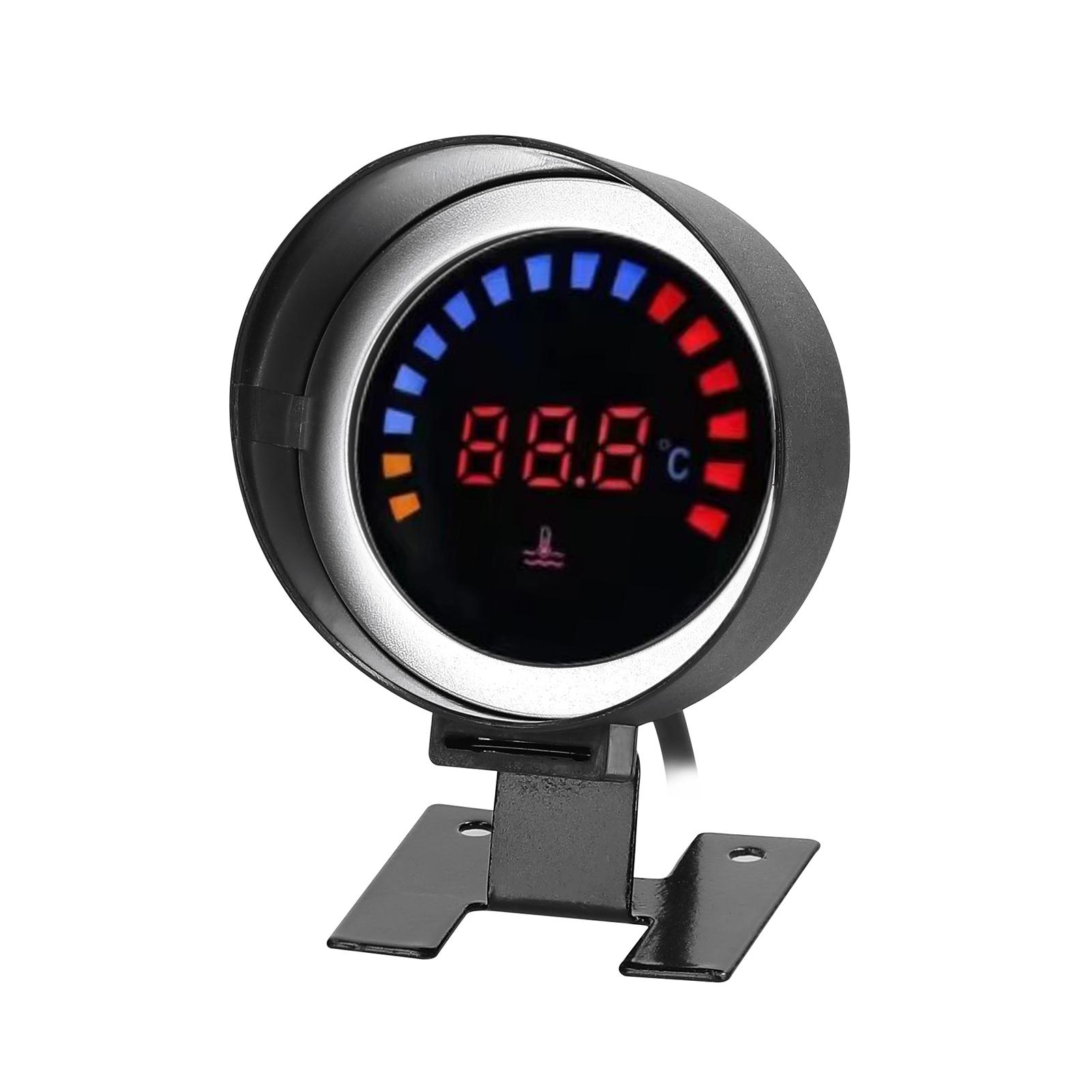52mm Water Temperature Gauge Car Digital Meter LED Display 0-120℃ with Sensor Alarm Function for Car Truck Motorcycle