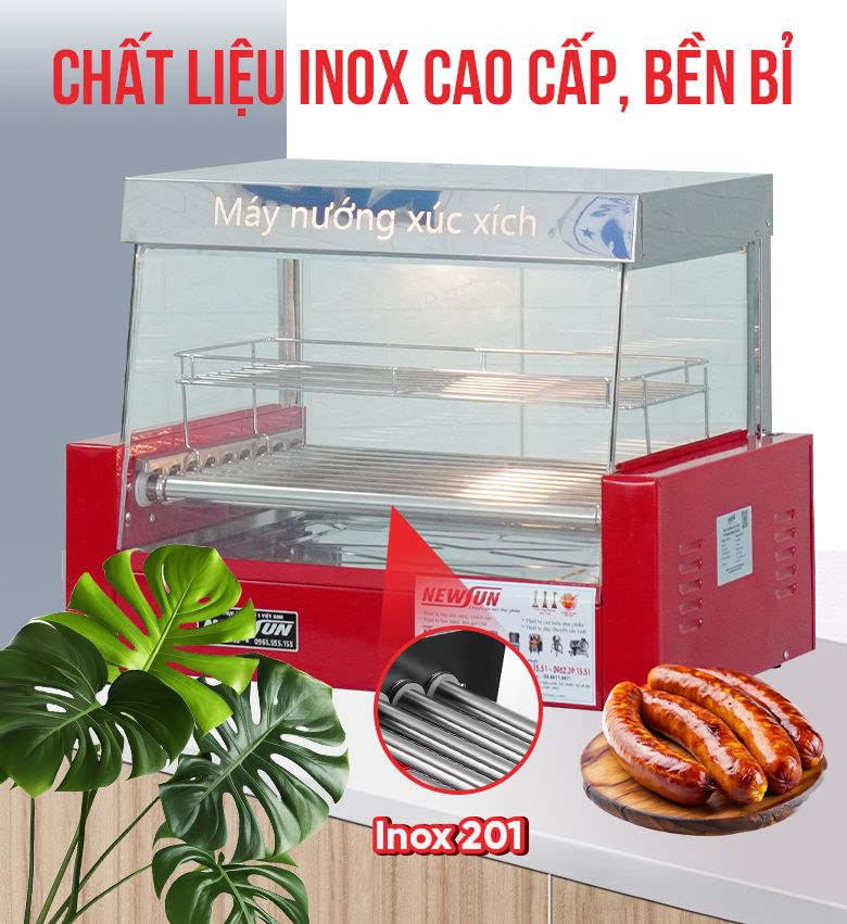 Máy nướng xúc xích 9 thanh CY-9 (kính vuông) NEWSUN - Hàng chính hãng