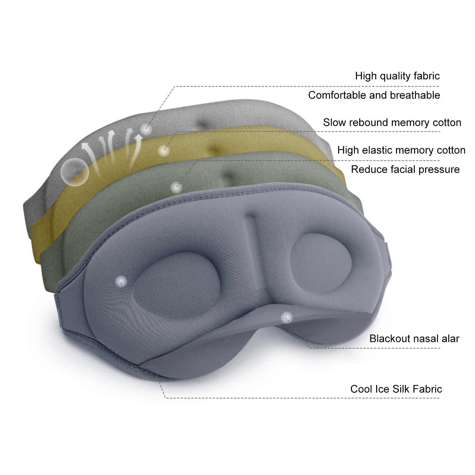 3D Sleep Mask Sleeping Eye Mask Light Blocking Sleep Masks for Women Men Skin-Friendly Breathable Blindfold Ice Silk Eye Mask
