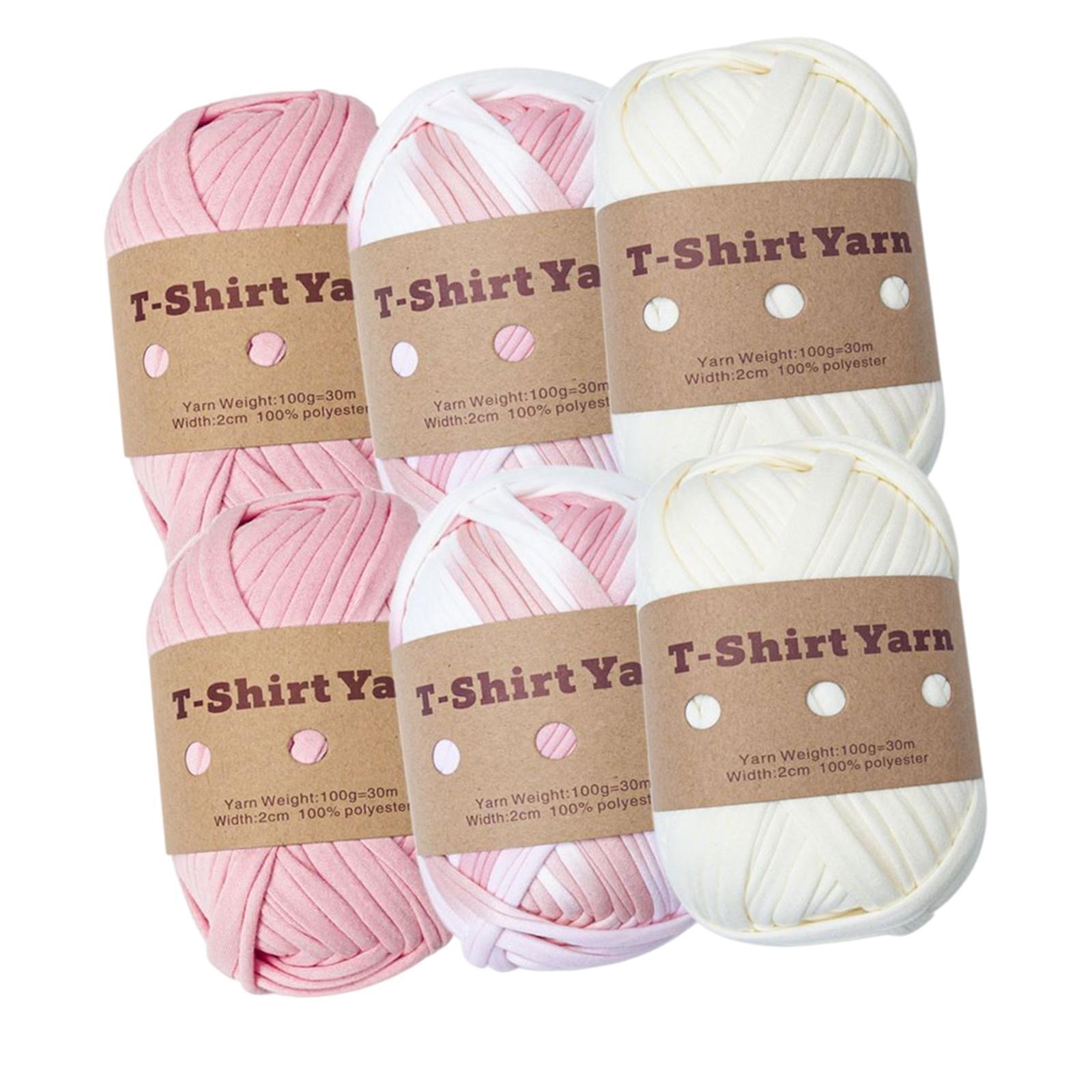 6x Knitting Yarn Fabric Cloth Spaghetti Yarn Polyester Hand Knit Crocheting 32. T-shirt Yarn Carpet Yarn for Handbag Macrame DIY Hats