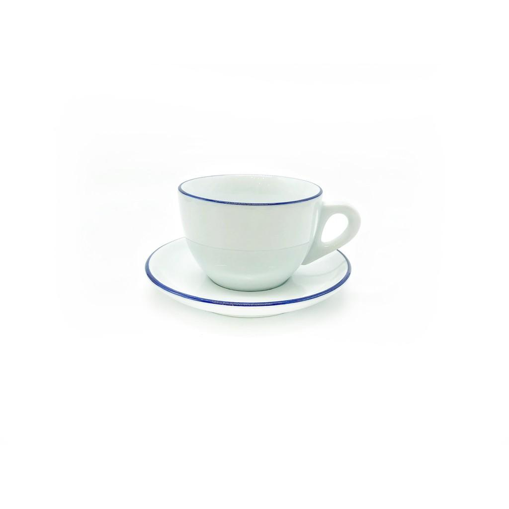 Bộ ly Ancap cappuccino viền miệng và vành đĩa màu - 190ml