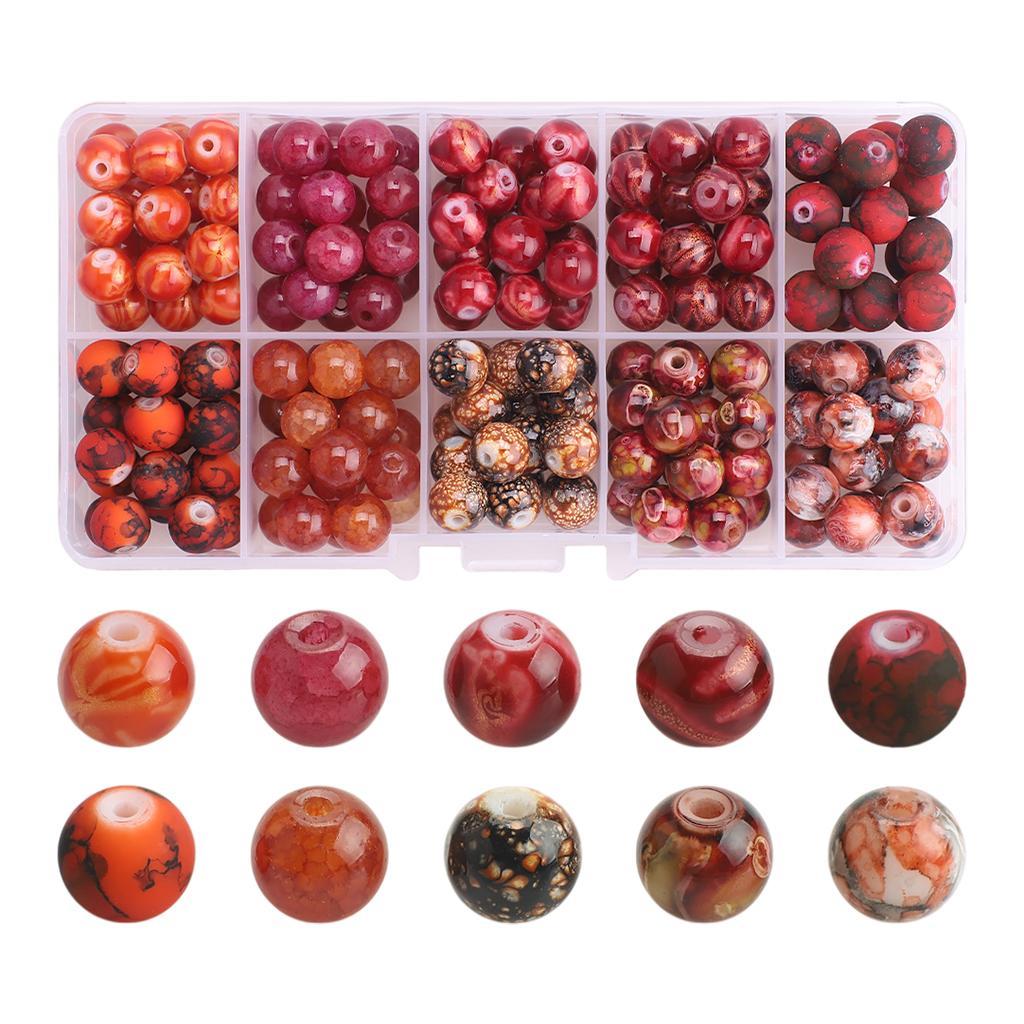 200pcs Glass Beads 8mm Beads for Beading Necklaces Bracelet Home Decoration Pink