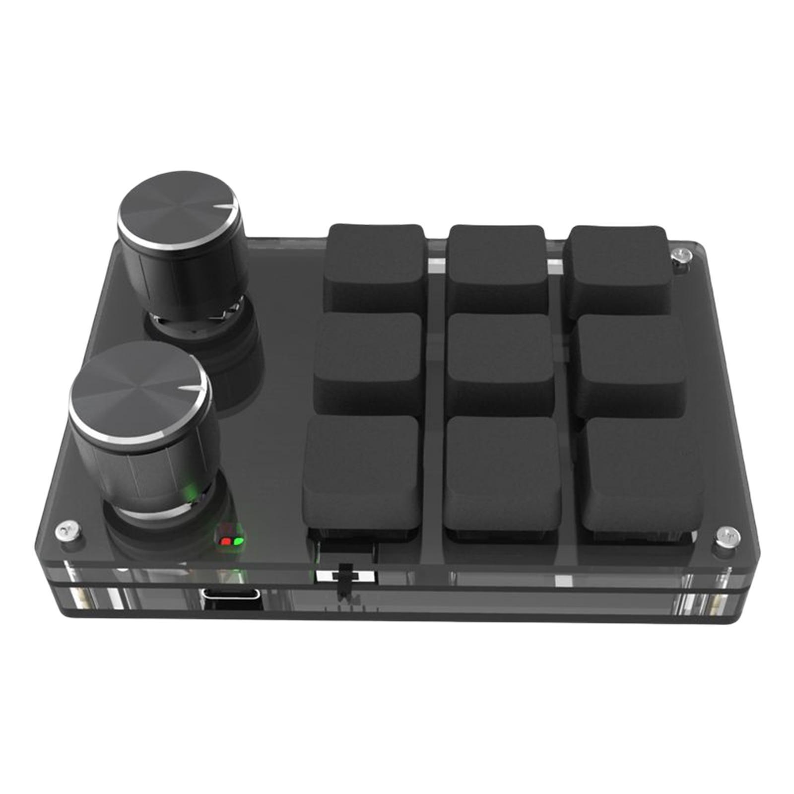 USB Mini 9-Key Gaming Keyboard Programmable 2 Knobs Keypad for Game Working Office PC