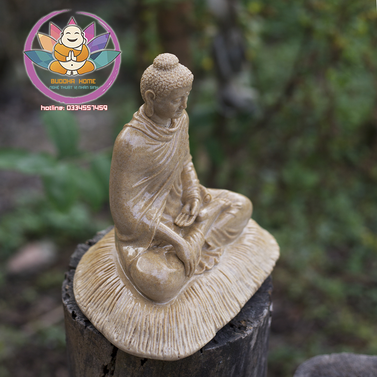 Tôn Tượng Bổn Sư 21 cm đá sỏi vàng phong thủy, thờ cúng, trang trí nhà cửa, bàn trà, hồ thủy sinh