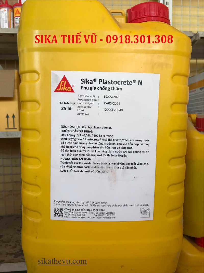 Phụ gia hỗ trợ chống thấm cho bê tông - Sika Plastocrete N (thùng 25lít)