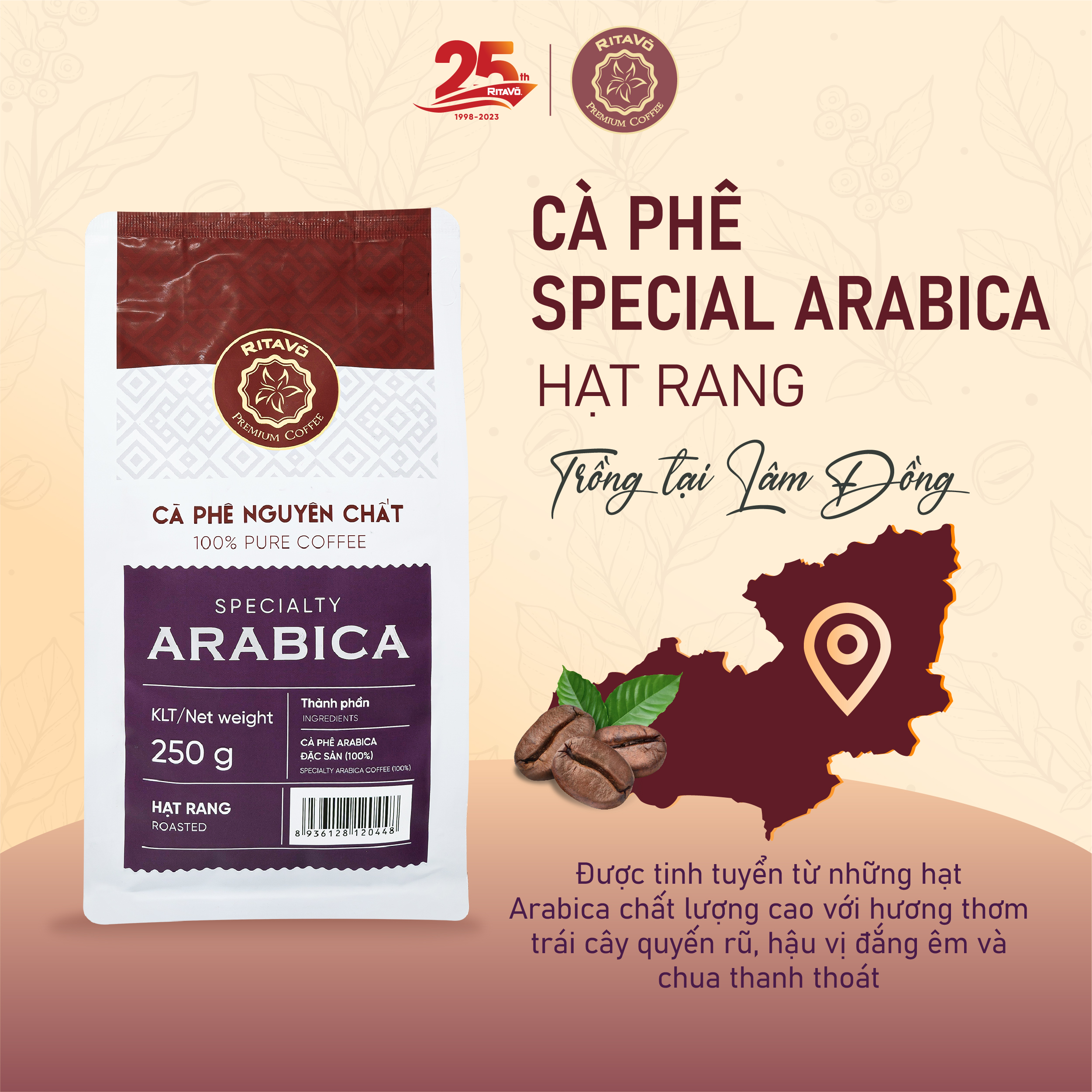 Cà phê hạt rang Rita Võ Cafe Specialty Arabica 250g