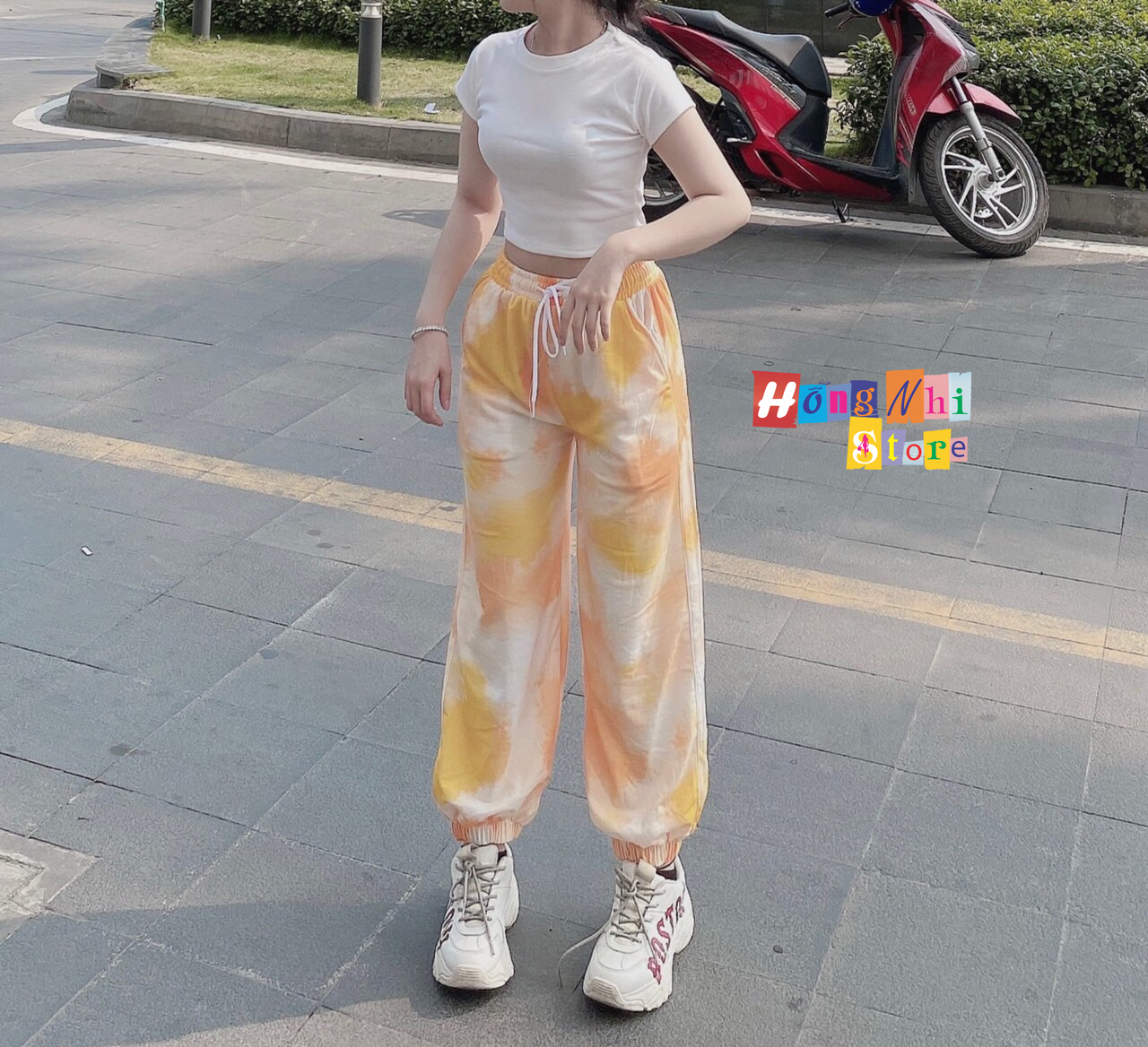 Quần Jogger Lưng Thun Loang Màu Dài Bo Lai Dáng Rộng Màu Cam - Jogger 3D Long Basic Pant Unisex - MM - M