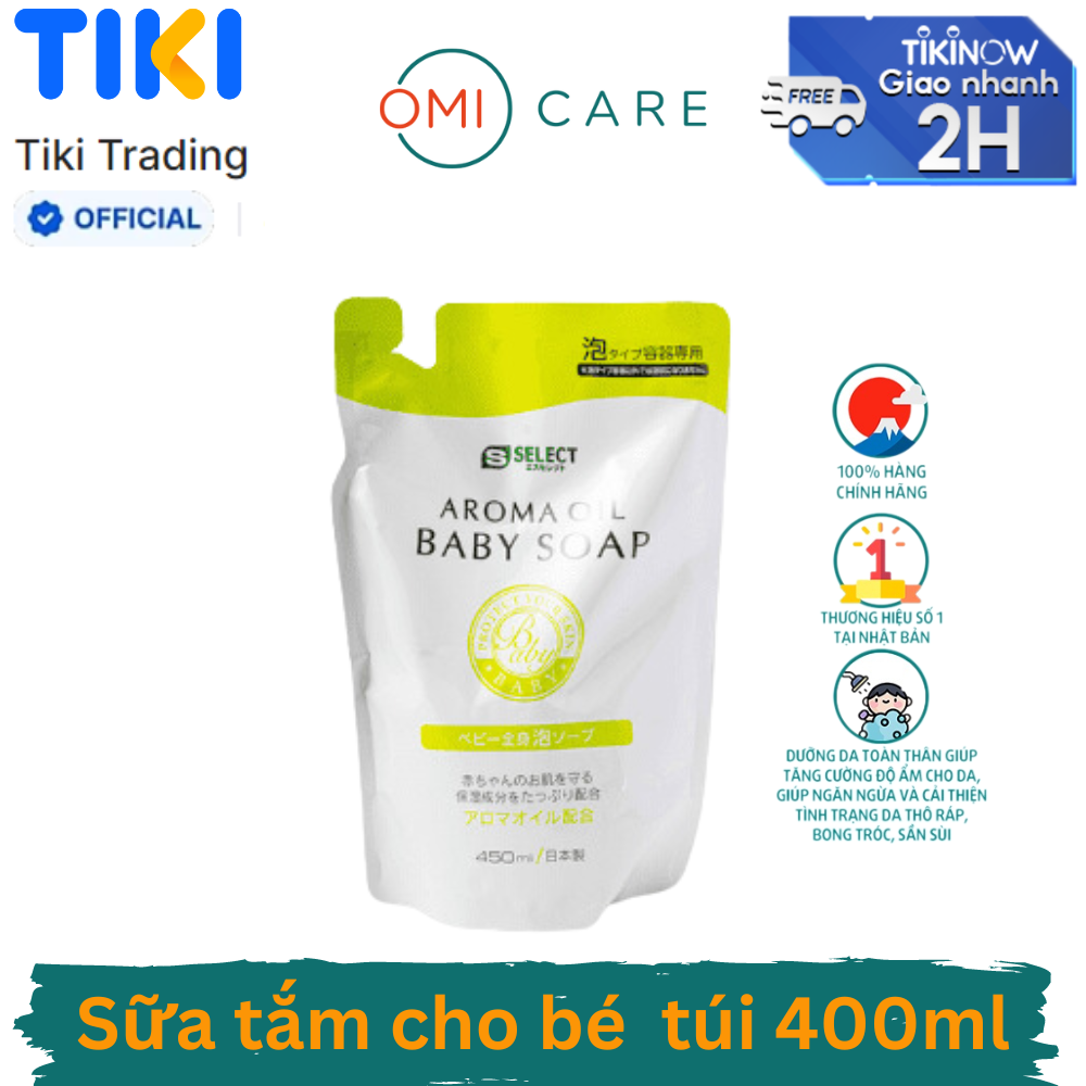 Combo Sữa tắm tinh dầu thơm thiên nhiên cho bé s select (gói refill) 450ml/gói