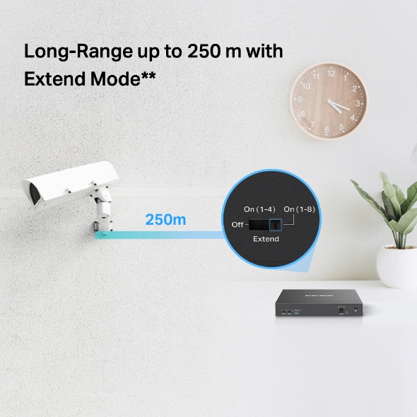 Bộ Switch Chia Mạng Mercusys MS110P 10 Cổng 10/100 Mbps với 8 Cổng PoE+ - Hàng Chính Hãng