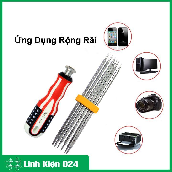 Bộ tô vít cờ Mỹ 6 trong 1 cao cấp 12 đầu vặn vít, tua vít đóng đảo chiều tiện lợi, đa năng