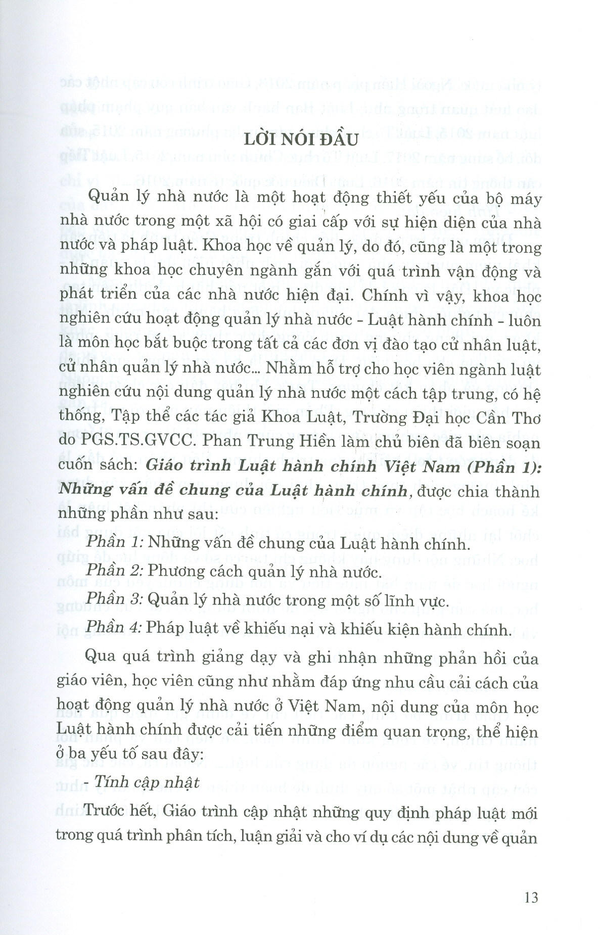 Giáo Trình Luật Hành Chính Việt Nam (Phần 1) - Những Vấn Đề Chung Của Luật Hành Chính (Xuất bản lần thứ hai)