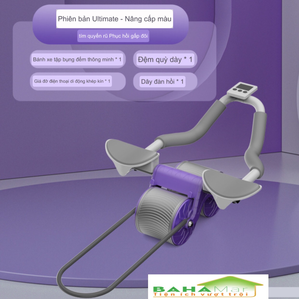 CON LĂN TẬP THỂ DỤC 2 IN 1 TỰ ĐỘNG LĂN TẠO CƠ BỤNG PHẲNG VÀ HỖ TRỢ KHUỶU TAY "BAHAMAR" Hoàn hảo cho phòng tập thể dục tại nhà, đủ tiện lợi để đi du lịch