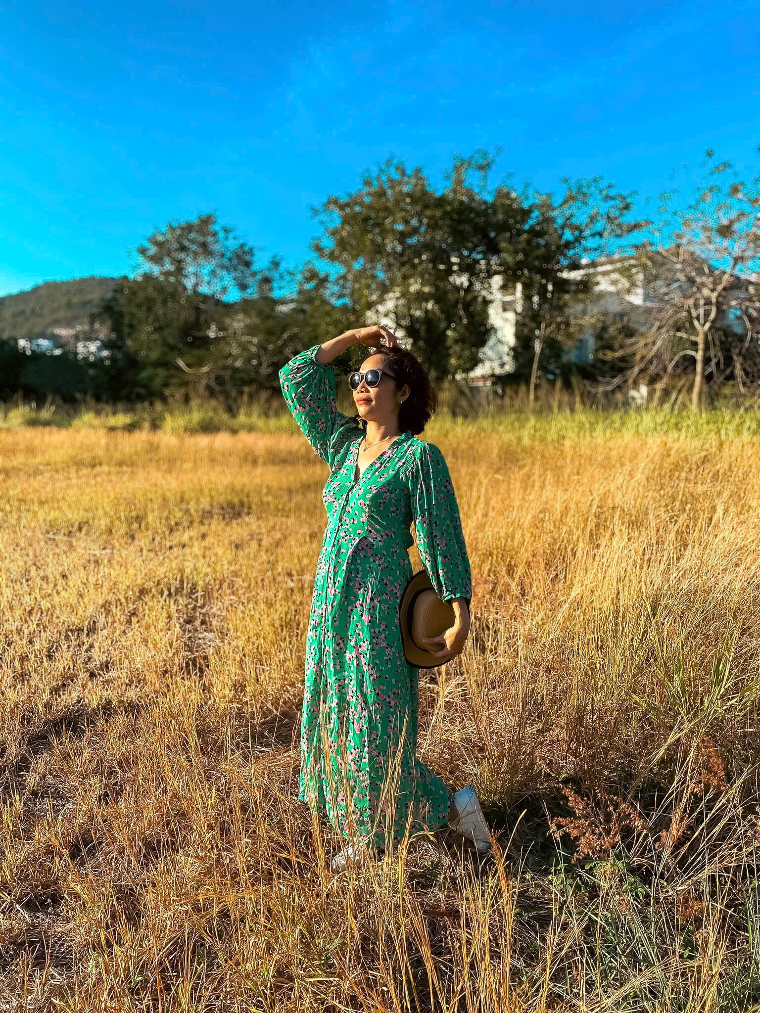 Đầm Midi Dáng Suông Dài Qua Bắp Chân Viscose In Hoa Hà Giang DRE186 Thời trang Hity