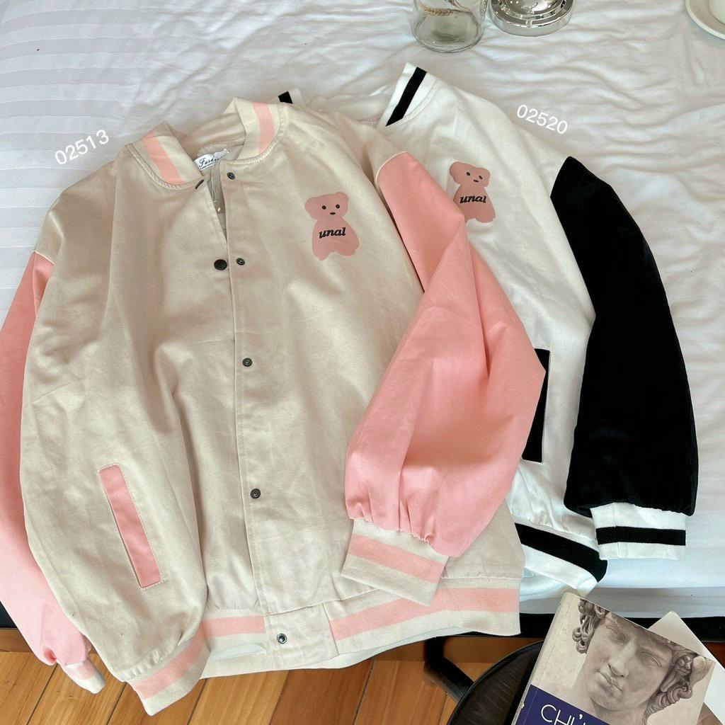 Áo Khoác Dù Bomber Chất Mero Thêu Gấu Dễ Thương, dù 2 lớp mềm mịn chống nắng đi mưa tiện lợi, màu sắc hài hòa
