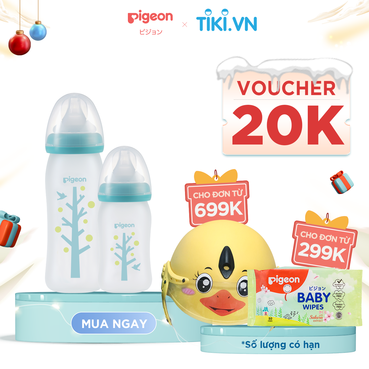 Bình Sữa Thủy Tinh Silicon Pigeon 160ml - Cây xanh - Cho Bé 0 Tháng +
