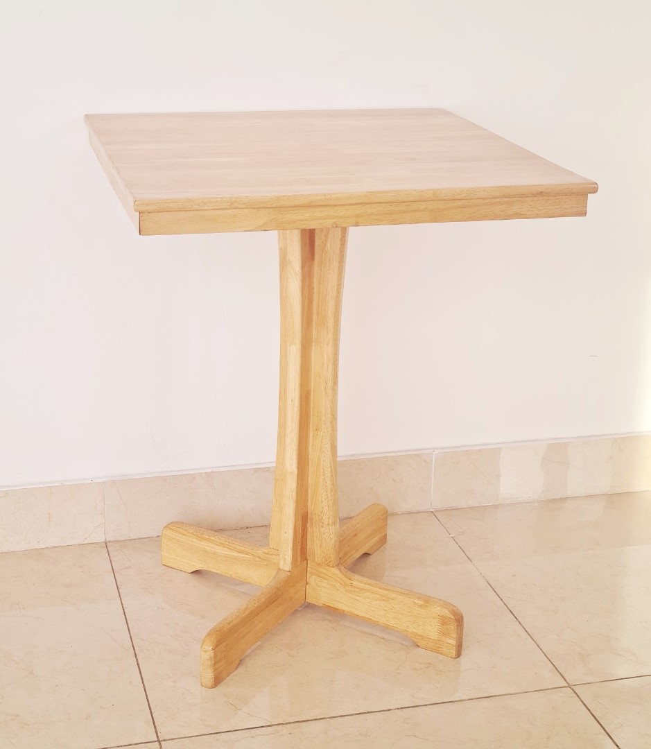 Bàn Gỗ Cao Su Vuông 60x60 cm Chân Cách Điệu Nhiều Màu - Hàng VN Xuất Khẩu